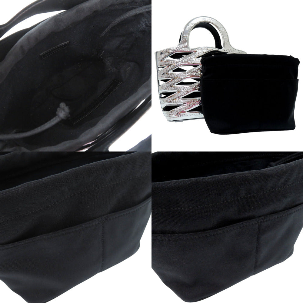 BALENCIAGA Handbag enamel Silver Neo basket Women Used Authentic