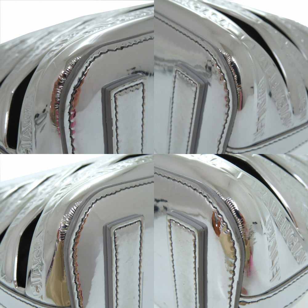 BALENCIAGA Handbag enamel Silver Neo basket Women Used Authentic