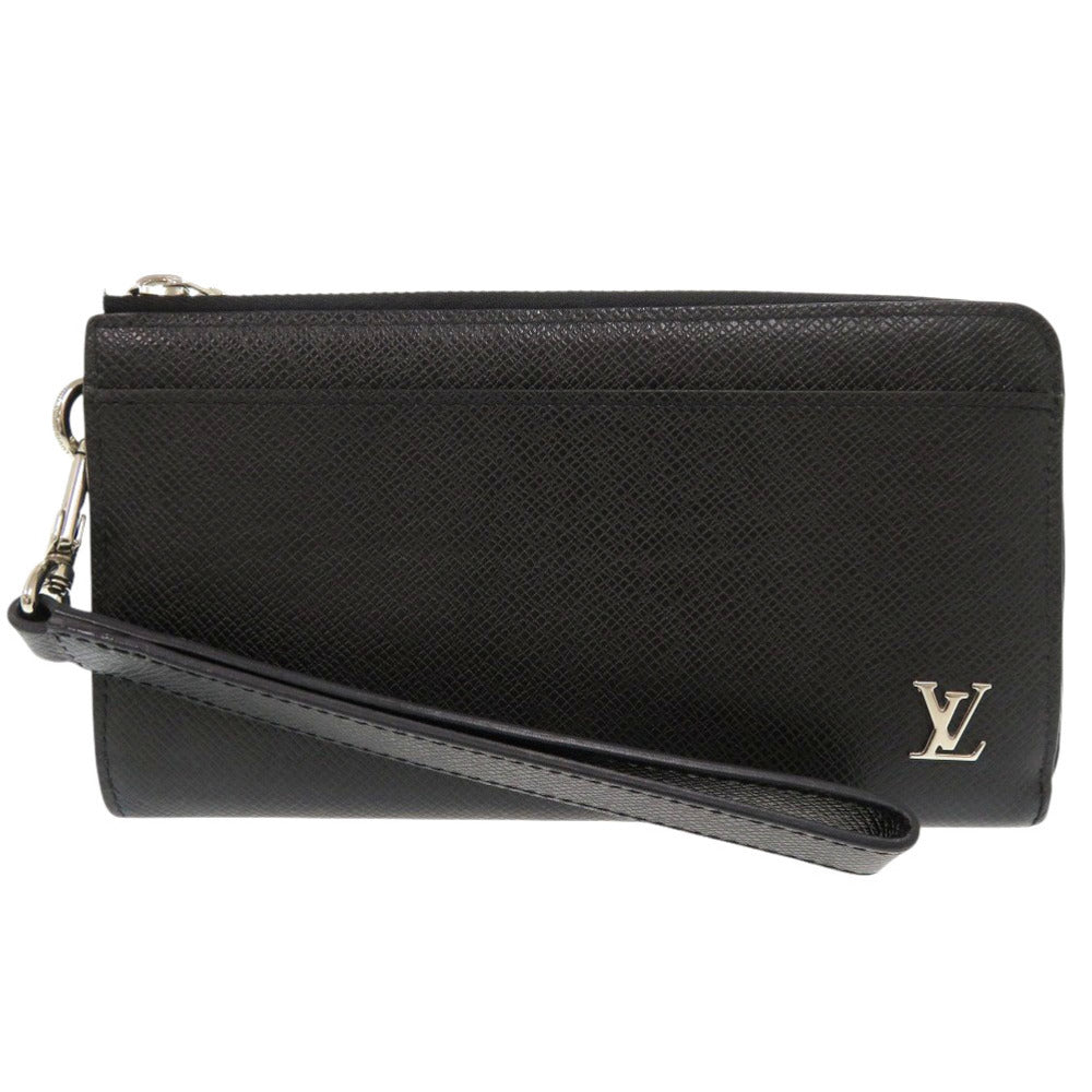 LOUIS VUITTON Long Wallet Purse M69409 Taiga Noir Taiga Zippy dragonne mens Used Authentic