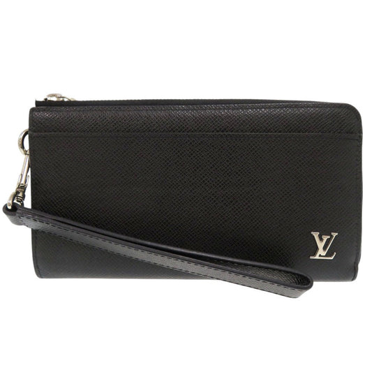 LOUIS VUITTON Long Wallet Purse M69409 Taiga Noir Taiga Zippy dragonne mens Used Authentic
