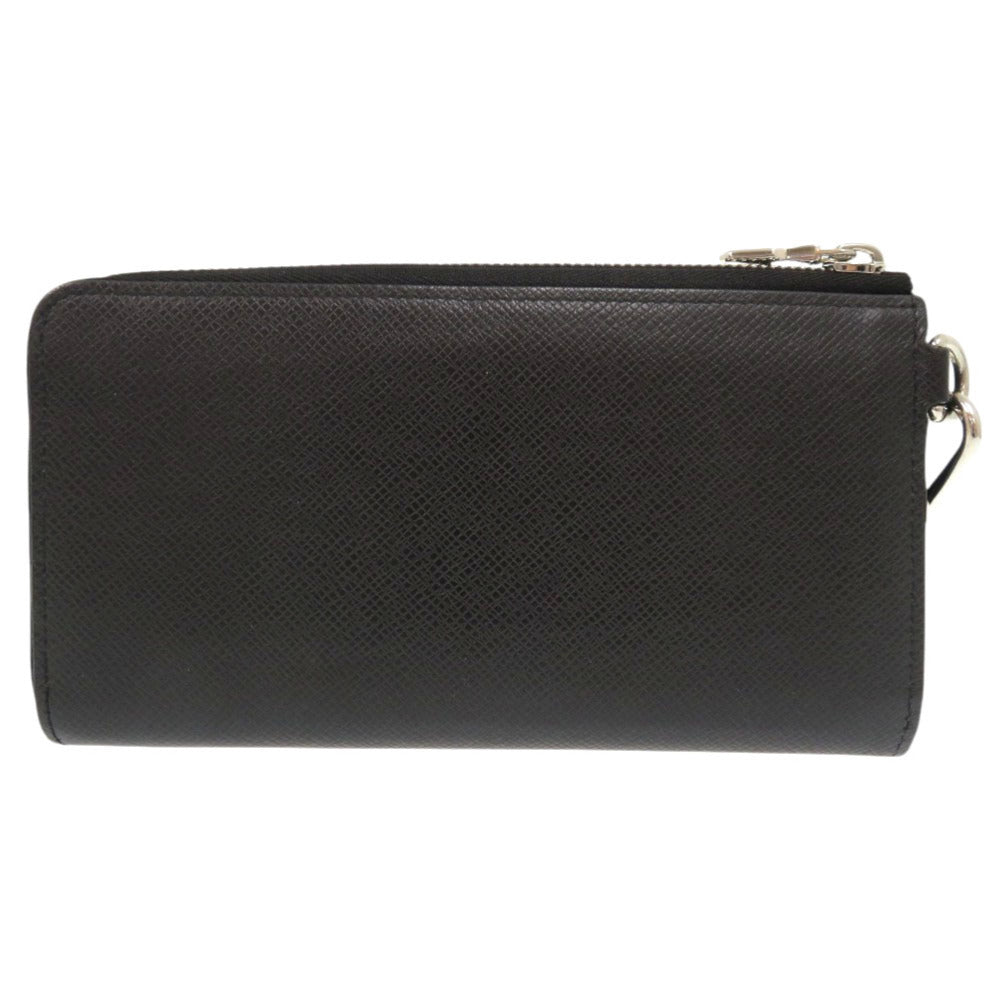 LOUIS VUITTON Long Wallet Purse M69409 Taiga Noir Taiga Zippy dragonne mens Used Authentic