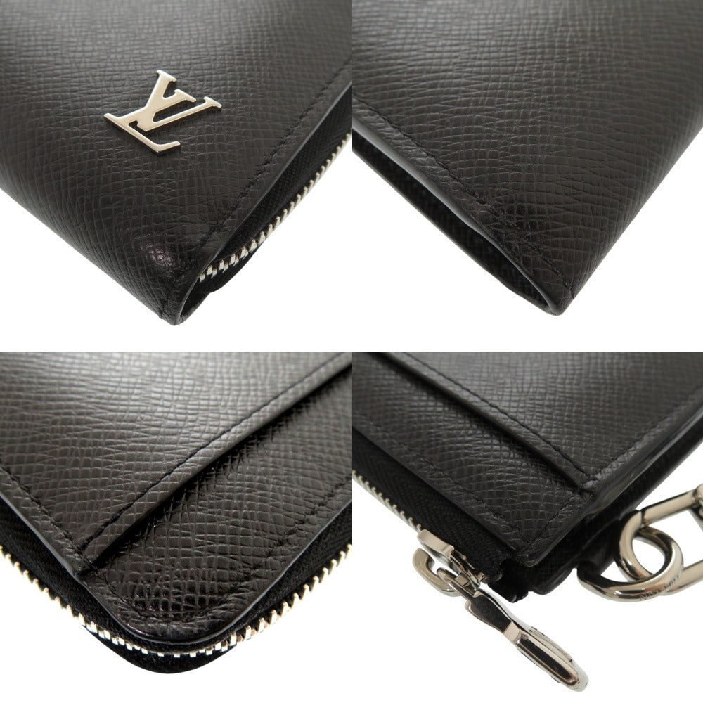LOUIS VUITTON Long Wallet Purse M69409 Taiga Noir Taiga Zippy dragonne mens Used Authentic