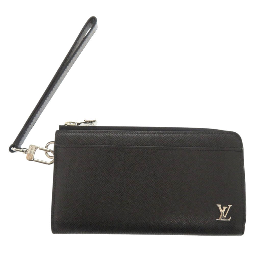 LOUIS VUITTON Long Wallet Purse M69409 Taiga Noir Taiga Zippy dragonne mens Used Authentic