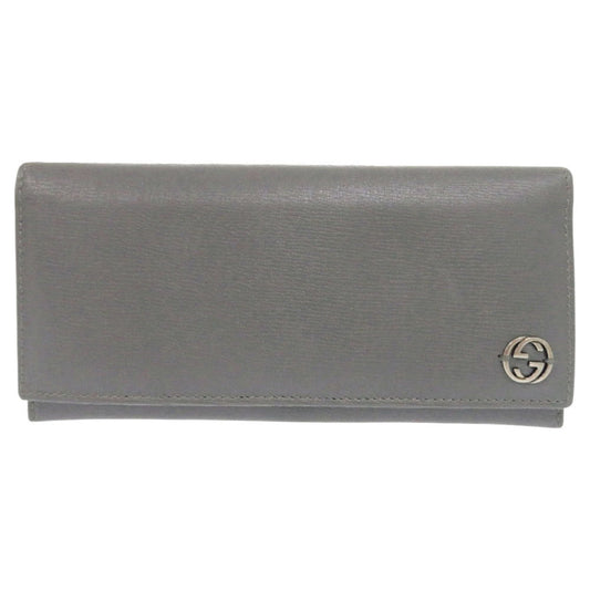 GUCCI Long Wallet Purse 256348 leather gray Interlocking G mens Used Authentic
