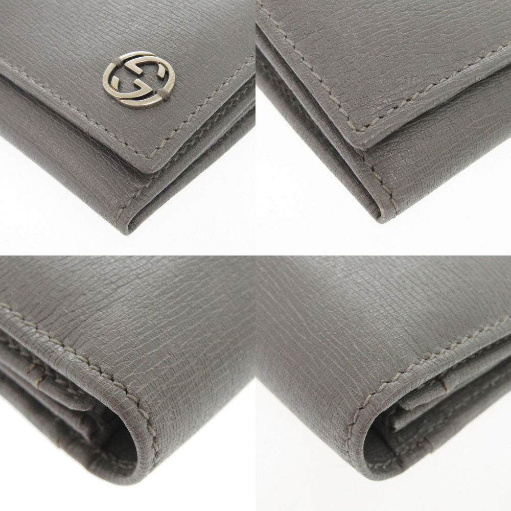 GUCCI Long Wallet Purse 256348 leather gray Interlocking G mens Used Authentic