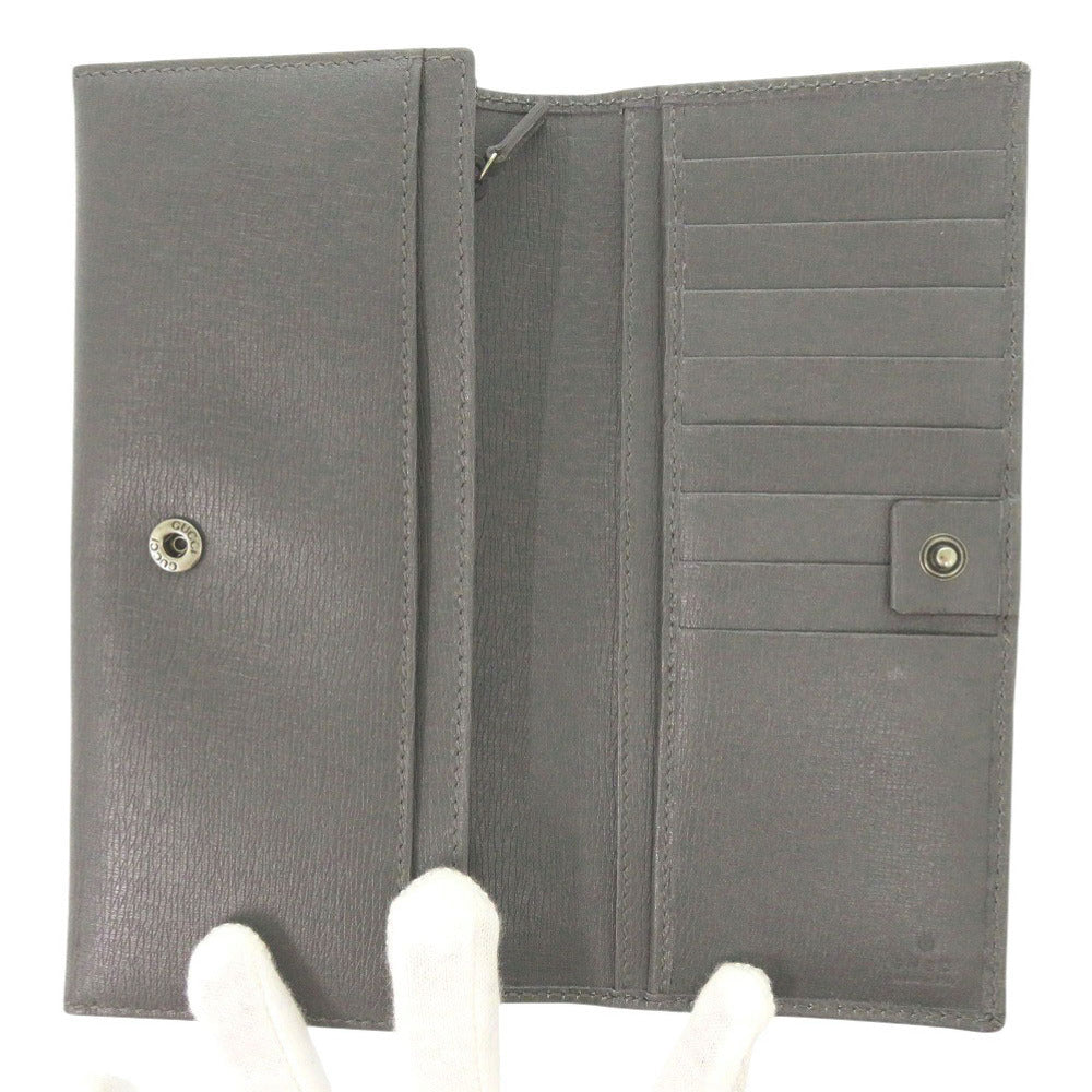 GUCCI Long Wallet Purse 256348 leather gray Interlocking G mens Used Authentic