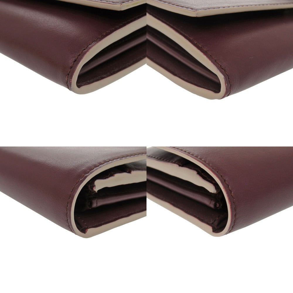 FENDI Long Wallet Purse 8M0377 leather Bordeaux Peekaboo Women Used Authentic