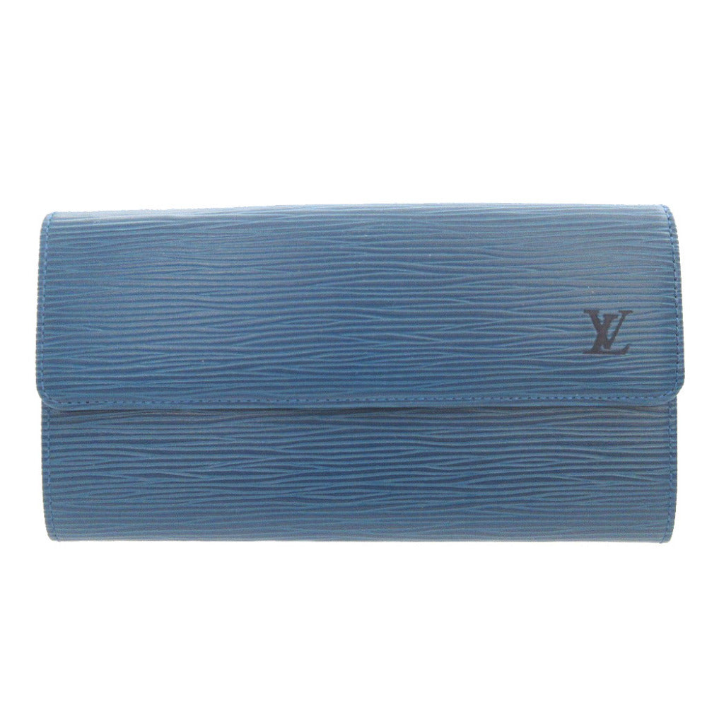 LOUIS VUITTON Long Wallet Purse M63575 Epi Leather blue Two fold Epi Porto Mon Credit unisex(Unisex) Used Authentic