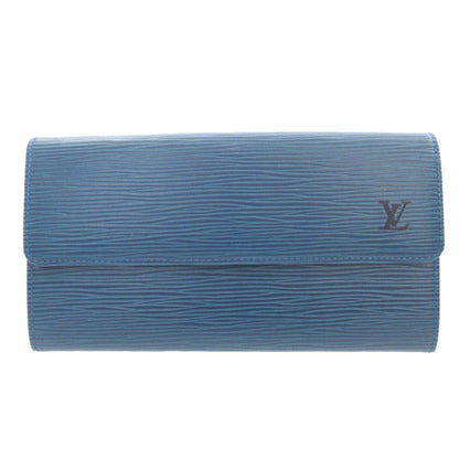 LOUIS VUITTON Long Wallet Purse M63575 Epi Leather blue Two fold Epi Porto Mon Credit unisex(Unisex) Used Authentic
