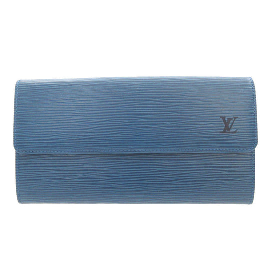 LOUIS VUITTON Long Wallet Purse M63575 Epi Leather blue Two fold Epi Porto Mon Credit unisex(Unisex) Used Authentic