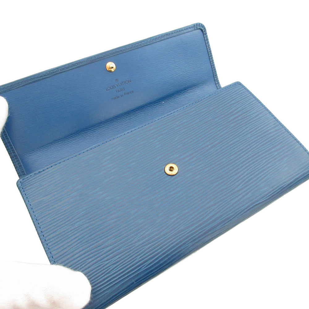 LOUIS VUITTON Long Wallet Purse M63575 Epi Leather blue Two fold Epi Porto Mon Credit unisex(Unisex) Used Authentic