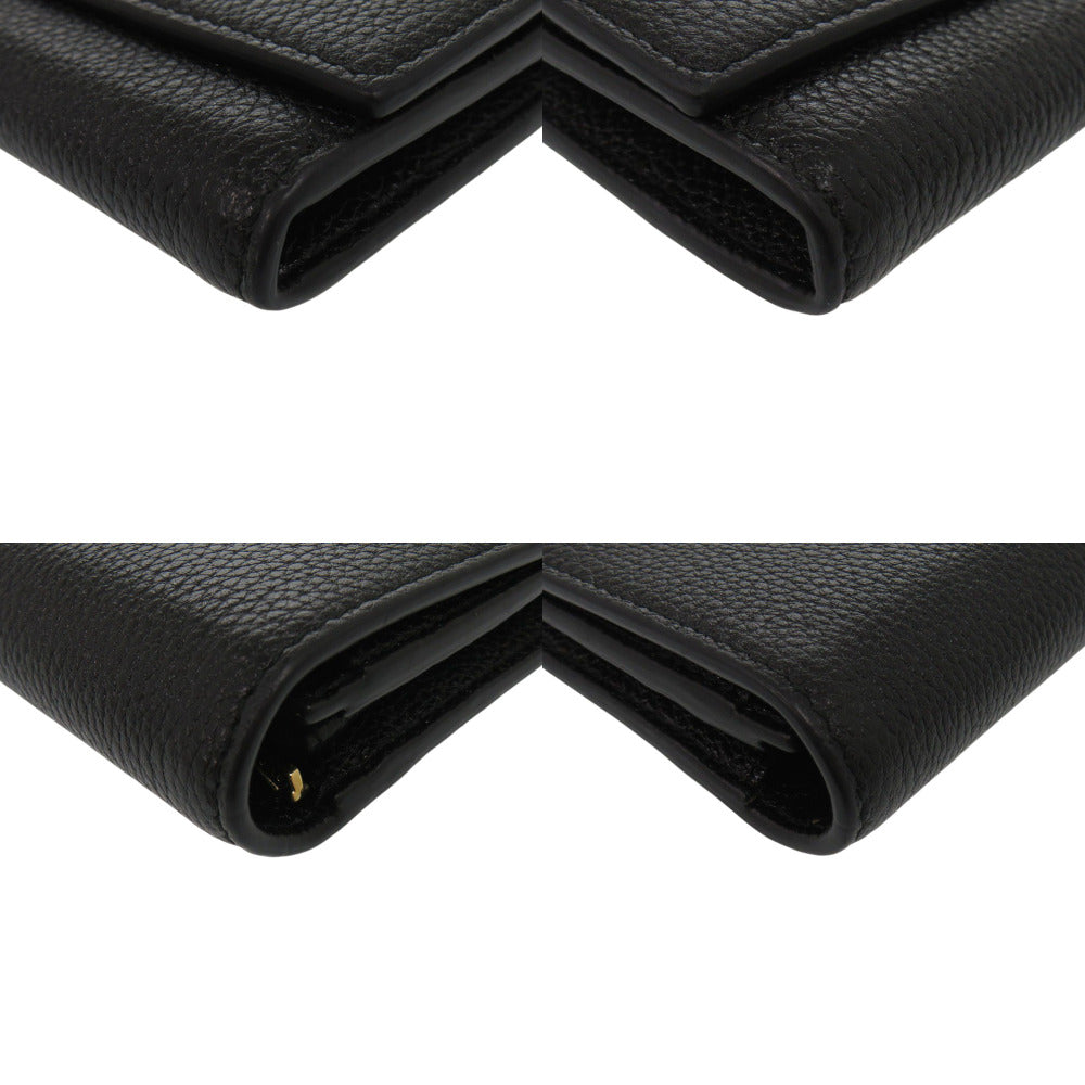 GUCCI Long Wallet Purse 573612 Calfskin black Zumi Women Used Authentic