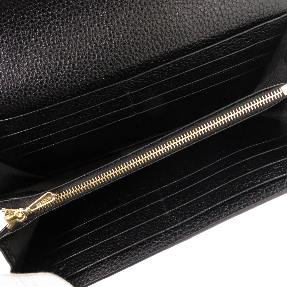 GUCCI Long Wallet Purse 573612 Calfskin black Zumi Women Used Authentic