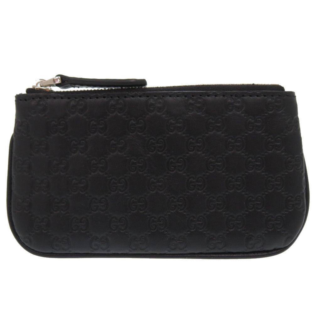 GUCCI Coin case 544476 leather black Micro Guccissima with key ring unisex(Unisex) Used Authentic