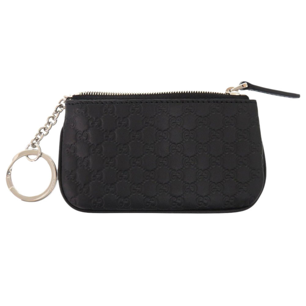 GUCCI Coin case 544476 leather black Micro Guccissima with key ring unisex(Unisex) Used Authentic