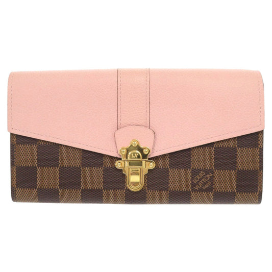 LOUIS VUITTON Long Wallet Purse N64447 Damier canvas Magnolia Damier Portefeuille Clapton Women Used Authentic