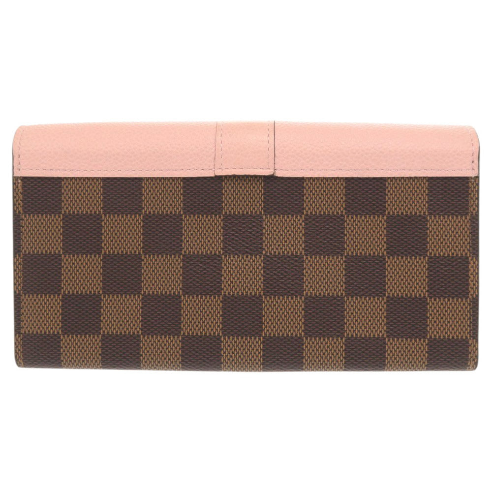 LOUIS VUITTON Long Wallet Purse N64447 Damier canvas Magnolia Damier Portefeuille Clapton Women Used Authentic