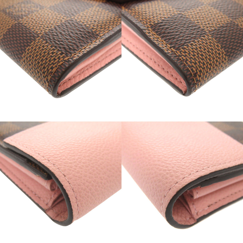LOUIS VUITTON Long Wallet Purse N64447 Damier canvas Magnolia Damier Portefeuille Clapton Women Used Authentic