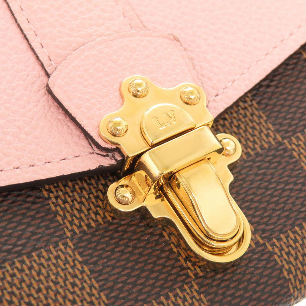 LOUIS VUITTON Long Wallet Purse N64447 Damier canvas Magnolia Damier Portefeuille Clapton Women Used Authentic