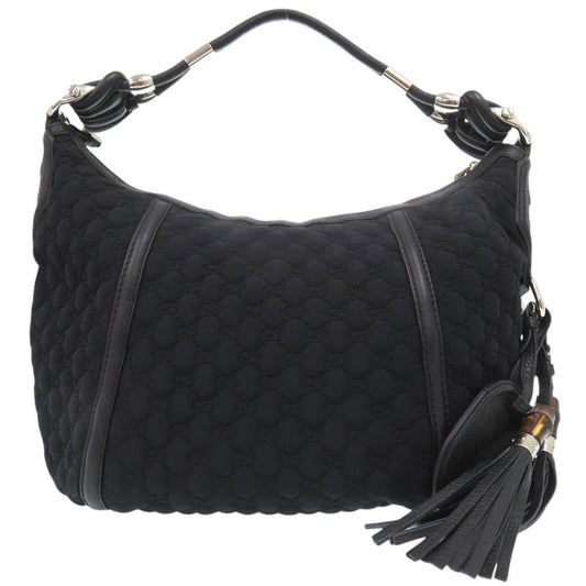 GUCCI Shoulder Bag Nylon black GG logo one belt fringe bamboo horsebit hobo bag unisex(Unisex) Used Authentic