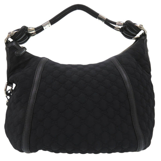 GUCCI Shoulder Bag Nylon black GG logo one belt fringe bamboo horsebit hobo bag unisex(Unisex) Used Authentic
