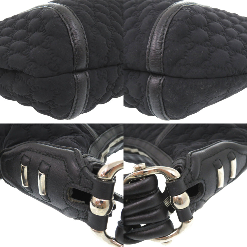 GUCCI Shoulder Bag Nylon black GG logo one belt fringe bamboo horsebit hobo bag unisex(Unisex) Used Authentic