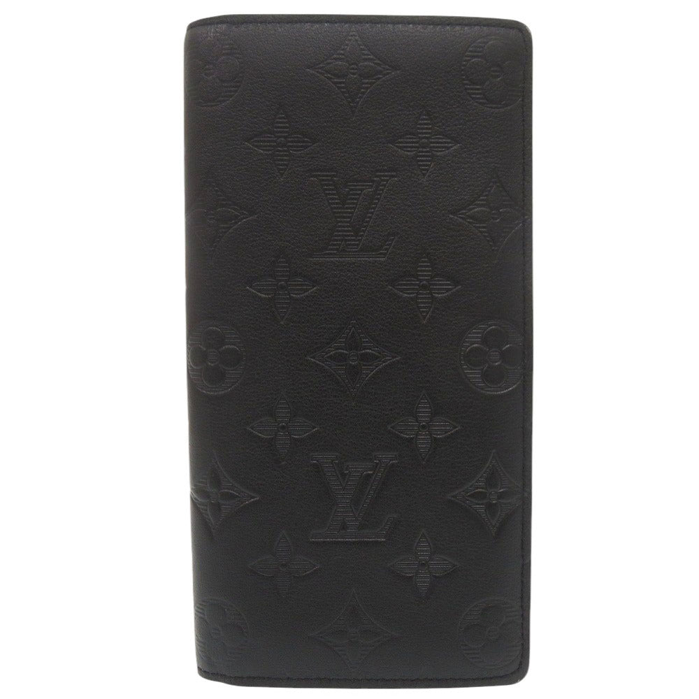 LOUIS VUITTON Long Wallet Purse M62900 leather Noir Monogram shadow Portefeuille Braza mens Used Authentic