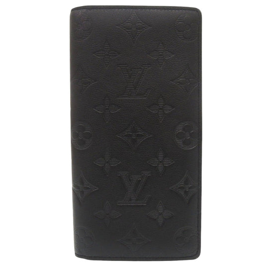 LOUIS VUITTON Long Wallet Purse M62900 leather Noir Monogram shadow Portefeuille Braza mens Used Authentic
