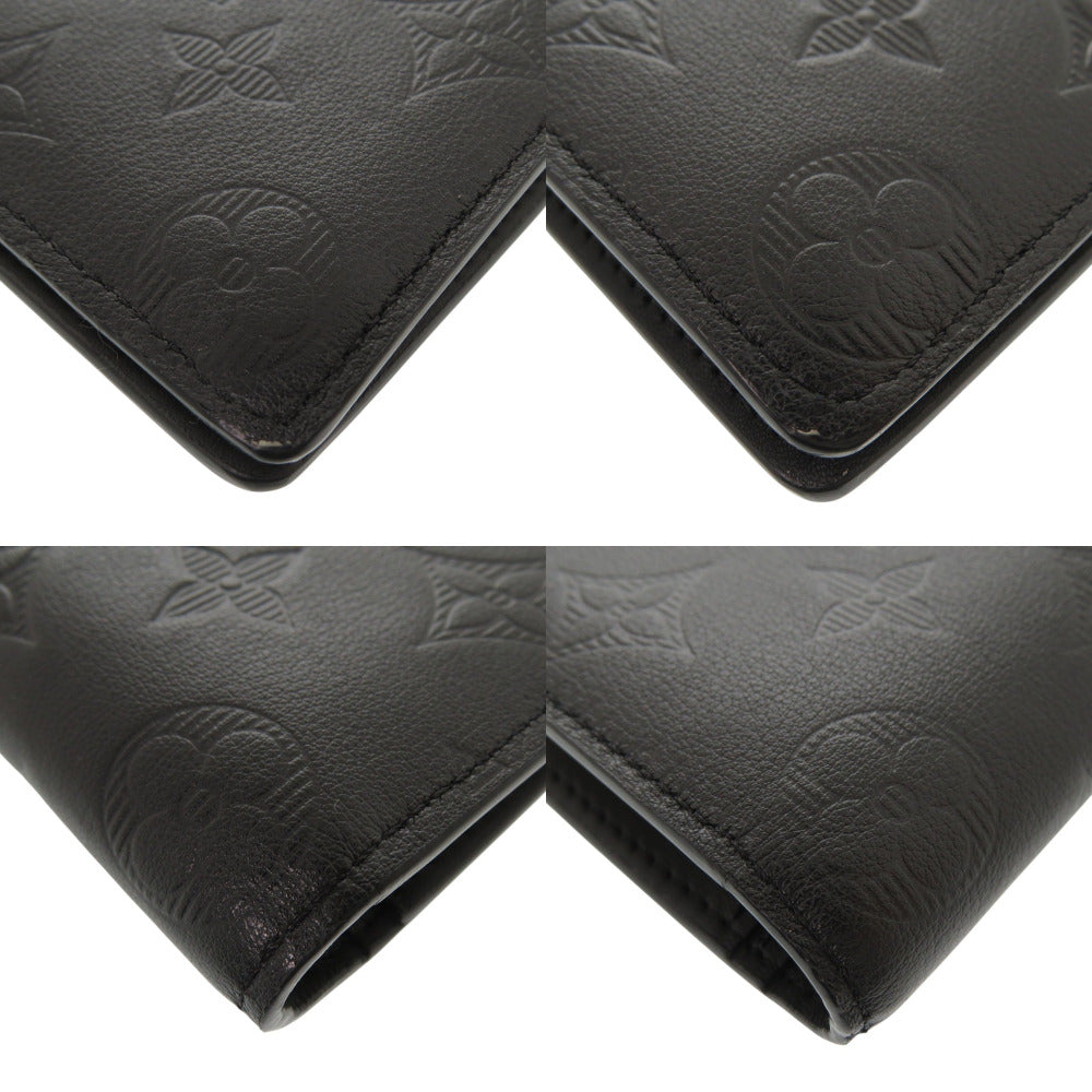 LOUIS VUITTON Long Wallet Purse M62900 leather Noir Monogram shadow Portefeuille Braza mens Used Authentic