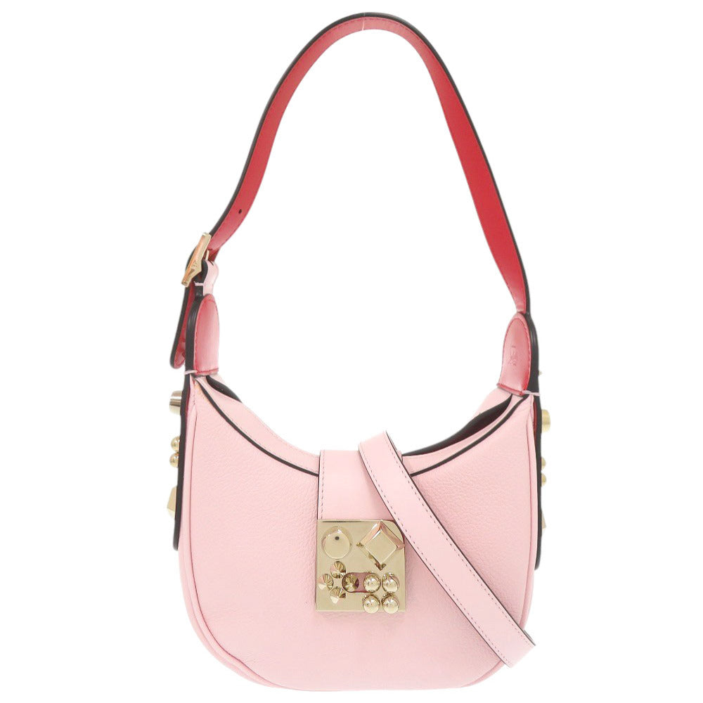 Christian Louboutin Shoulder Bag leather pink CARASKY mini Women Used Authentic
