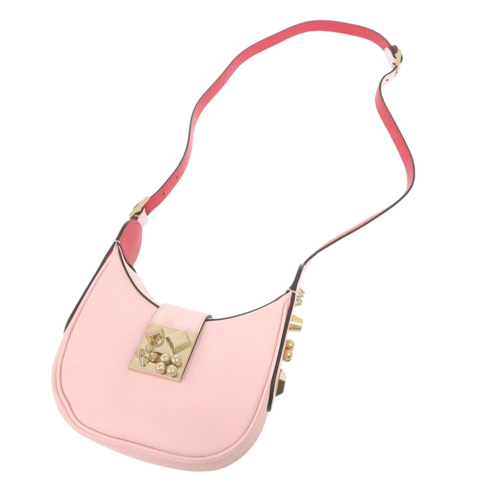 Christian Louboutin Shoulder Bag leather pink CARASKY mini Women Used Authentic