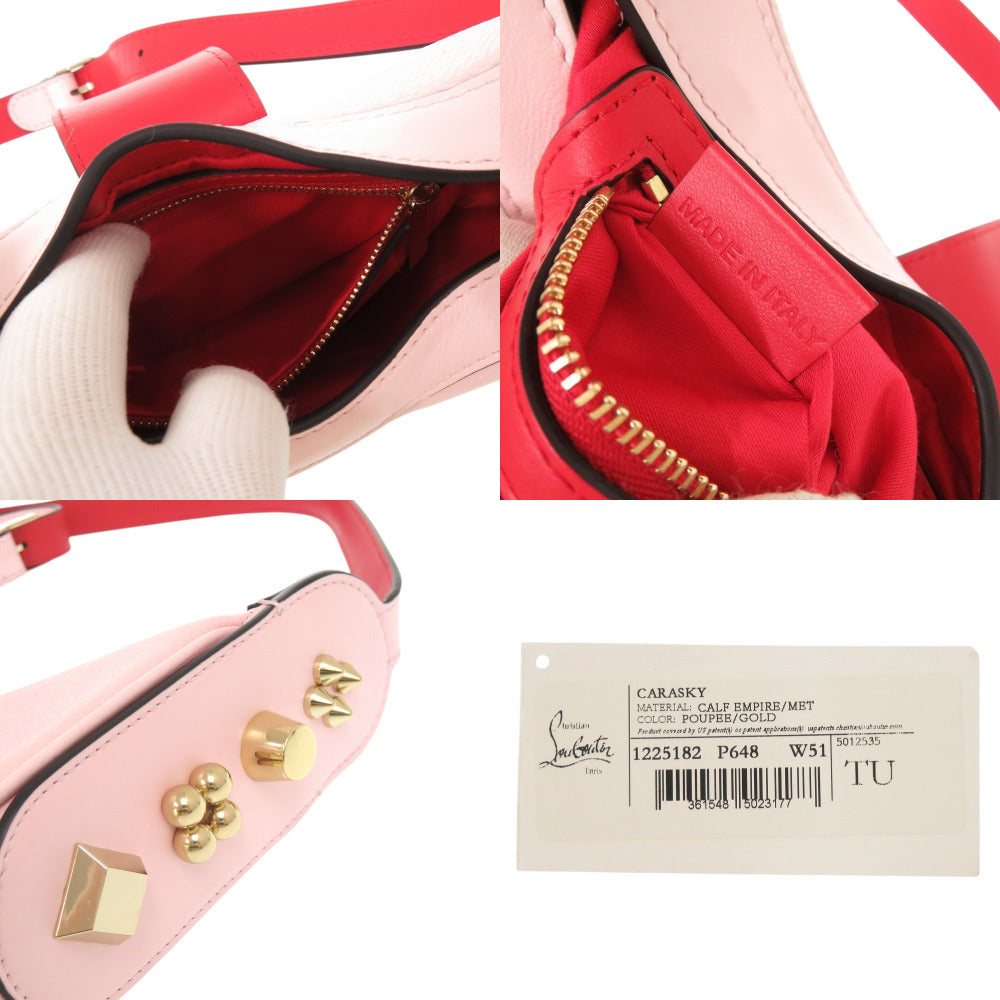 Christian Louboutin Shoulder Bag leather pink CARASKY mini Women Used Authentic
