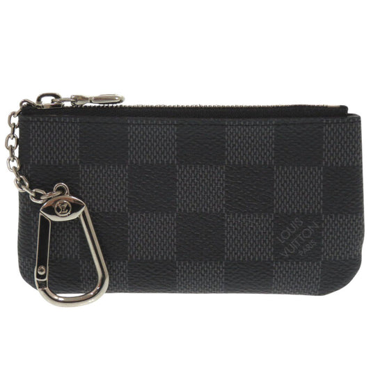 LOUIS VUITTON Coin case N60155 Damier Grafitto Canvas black Damier Graphite Pochette Cre mens Used Authentic