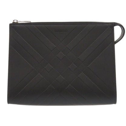 BURBERRY Clutch bag leather black Pouch mens Used Authentic
