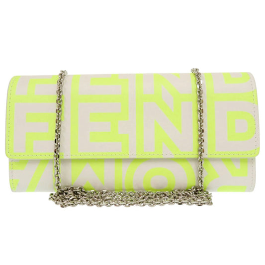 FENDI Long Wallet Purse leather yellow Chain wallet By Marc Jacobs Women Used Authentic
