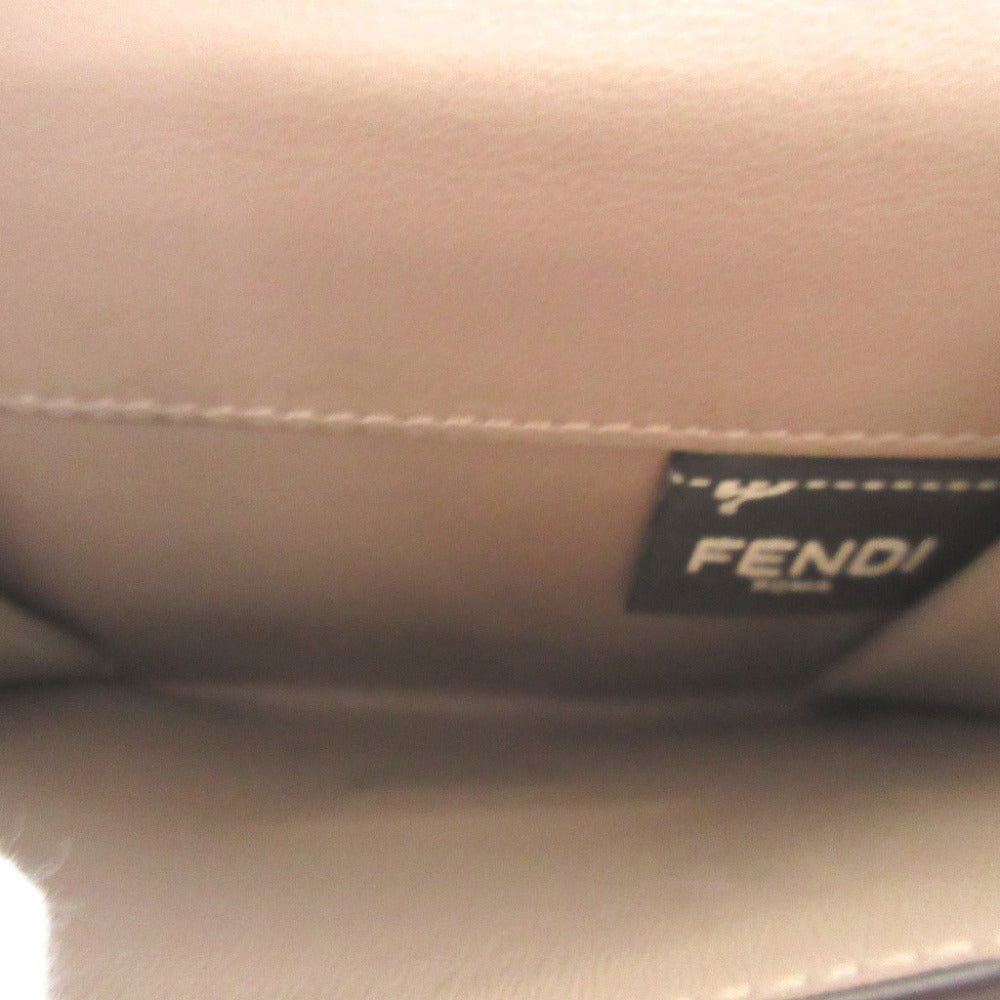 FENDI Bifold Wallet 8M0438 leather beige W Hook Wallet  Peekaboo Women Used Authentic
