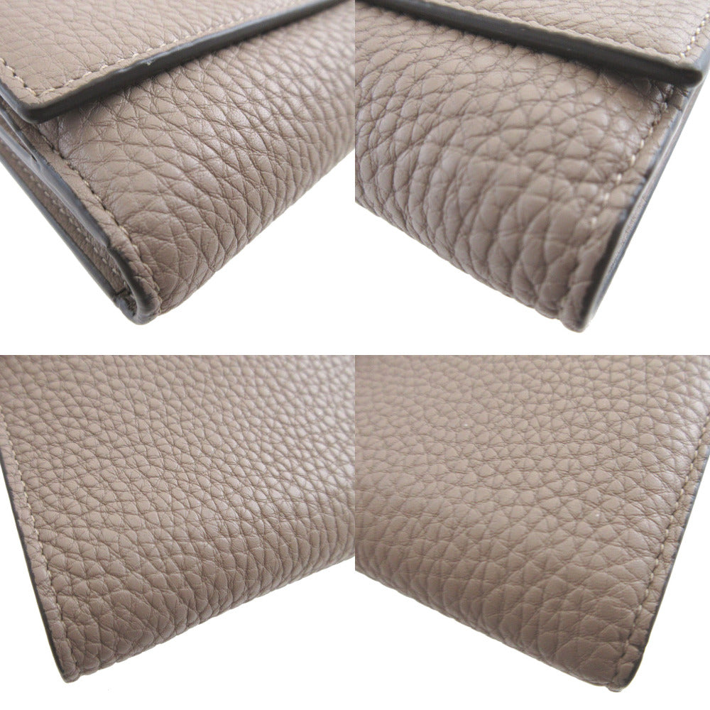 FENDI Bifold Wallet 8M0438 leather beige W Hook Wallet  Peekaboo Women Used Authentic