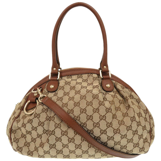 GUCCI Shoulder Bag 223974 GG canvas, leather beige 2WAY Sukey Women Used Authentic