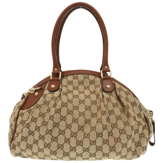 GUCCI Shoulder Bag 223974 GG canvas, leather beige 2WAY Sukey Women Used Authentic