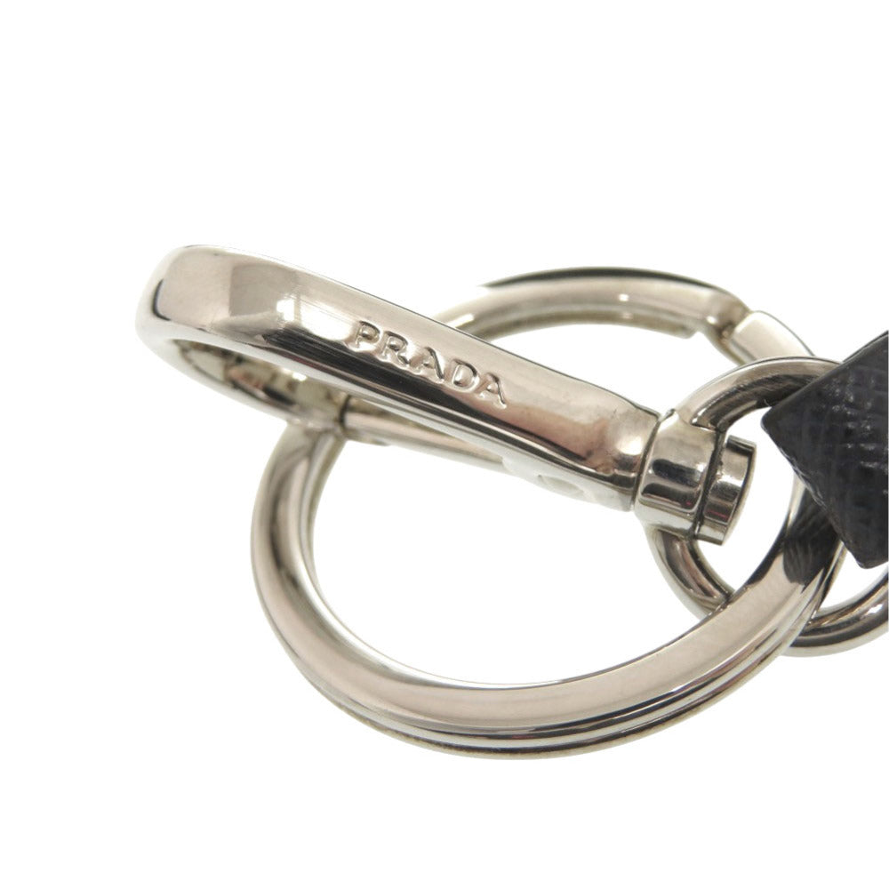 PRADA Coin case Leather, Metal Navy Robot charm with key ring unisex(Unisex) Used Authentic
