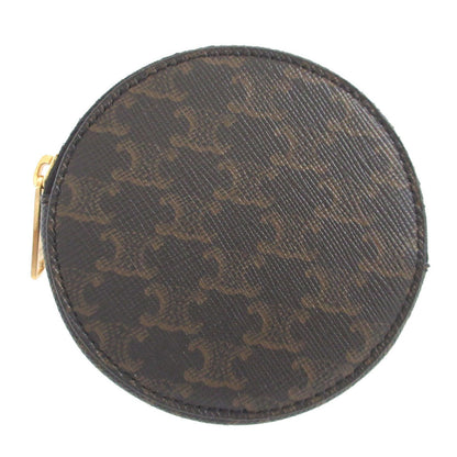 CELINE Coin case PVC black Triomphe Women Used Authentic