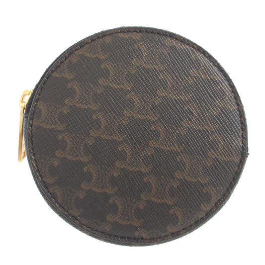 CELINE Coin case PVC black Triomphe Women Used Authentic