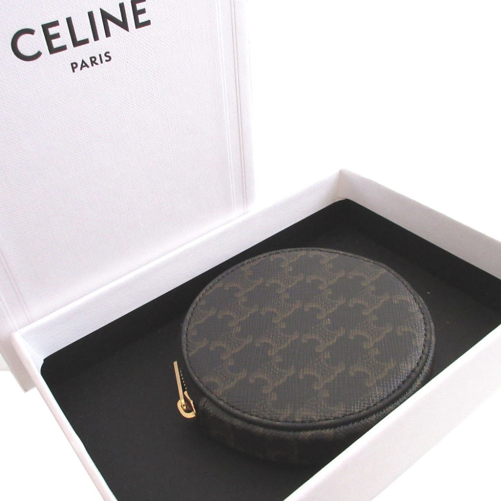 CELINE Coin case PVC black Triomphe Women Used Authentic