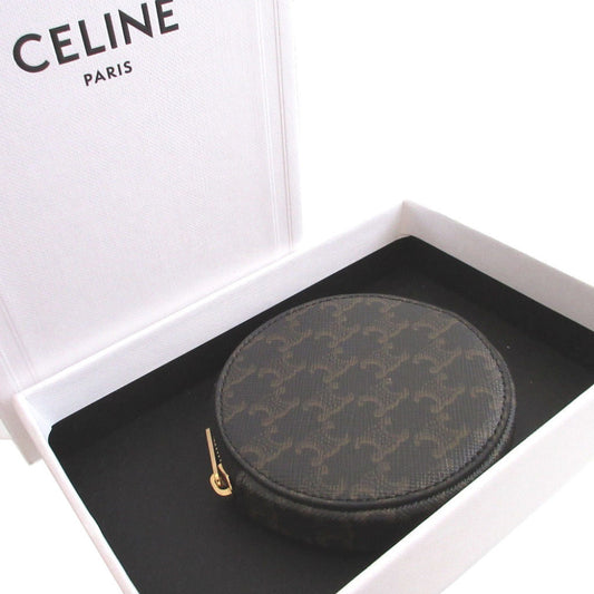 CELINE Coin case PVC black Triomphe Women Used Authentic