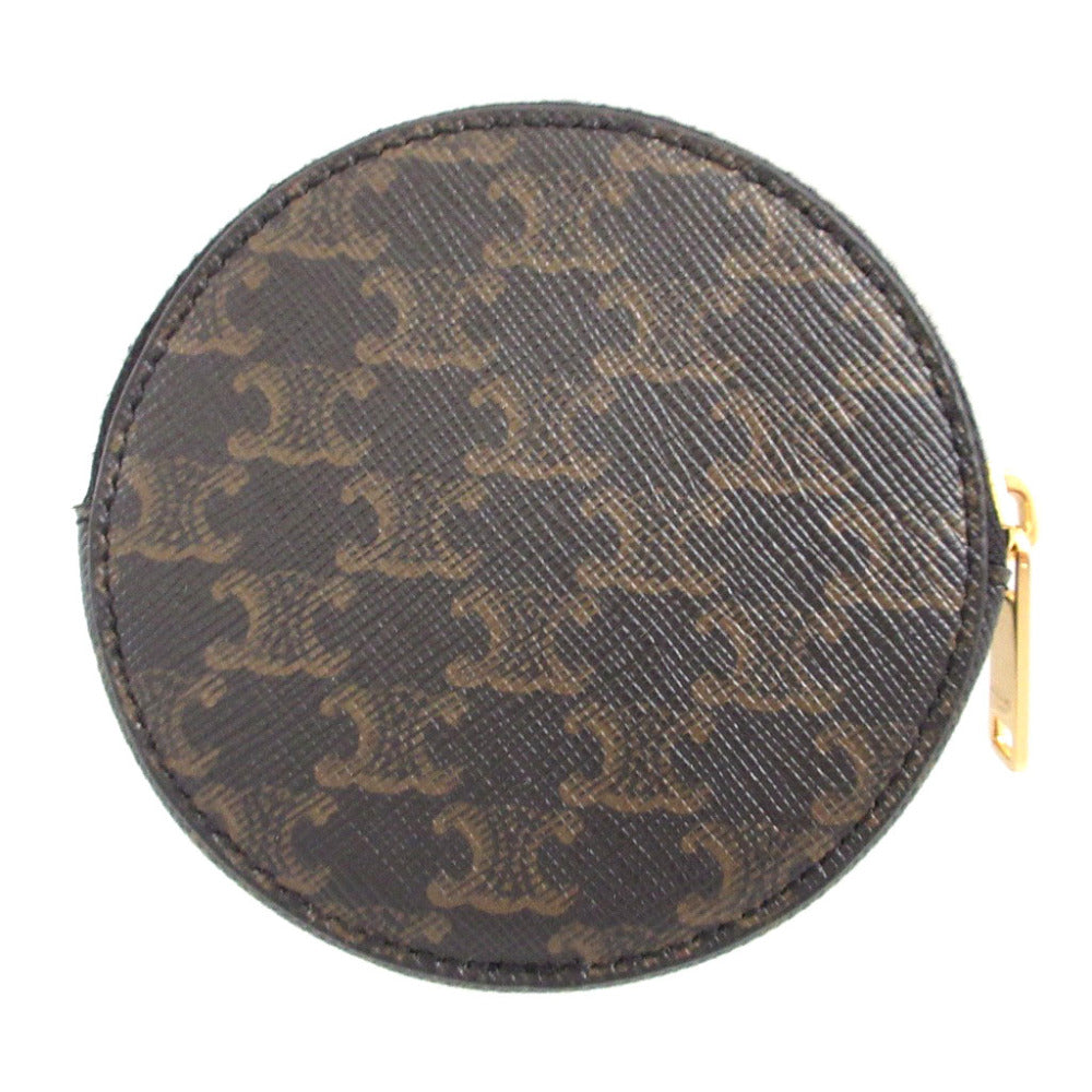 CELINE Coin case PVC black Triomphe Women Used Authentic