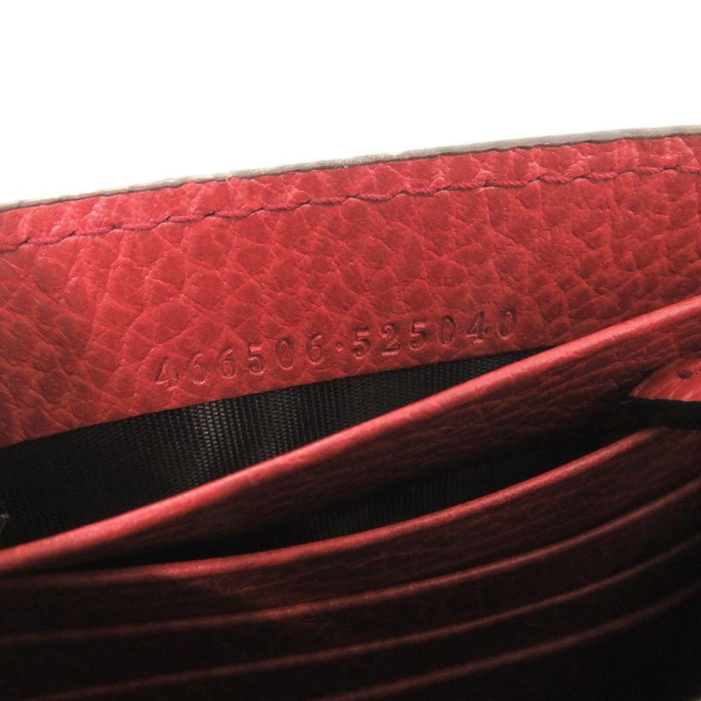 GUCCI Shoulder Bag 466506 leather Red Chain wallet Interlocking G Women Used Authentic