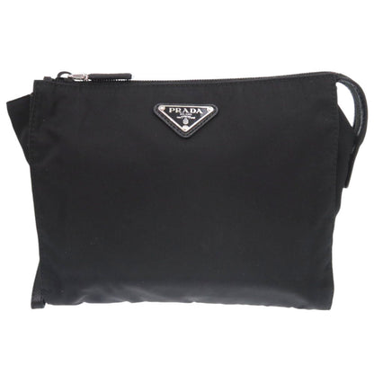 PRADA Clutch bag 2NE789 Nylon, Leather black Triangle logo unisex(Unisex) Used Authentic