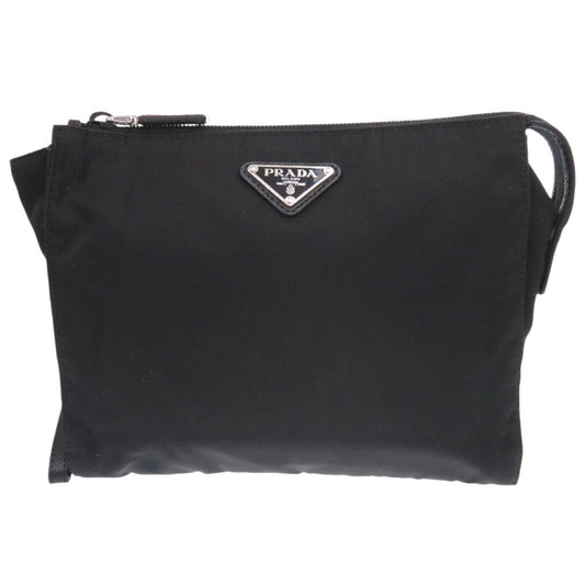 PRADA Clutch bag 2NE789 Nylon, Leather black Triangle logo unisex(Unisex) Used Authentic