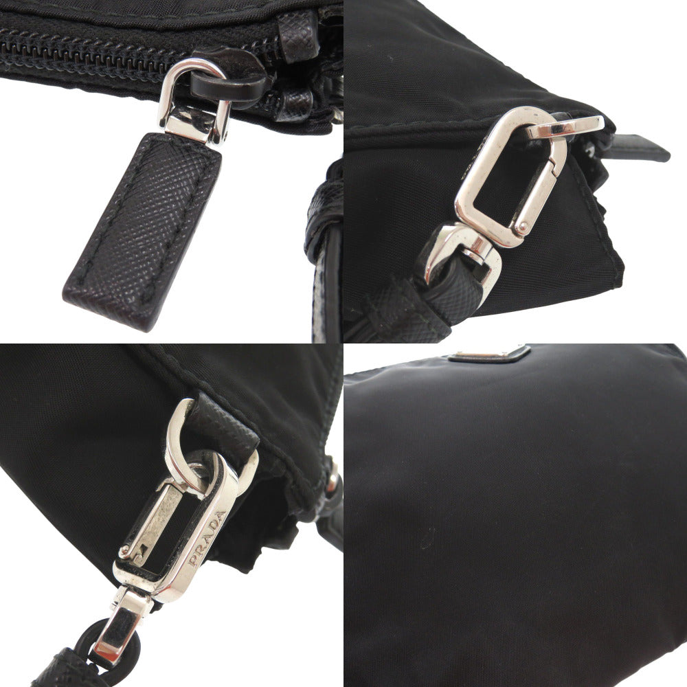 PRADA Clutch bag 2NE789 Nylon, Leather black Triangle logo unisex(Unisex) Used Authentic