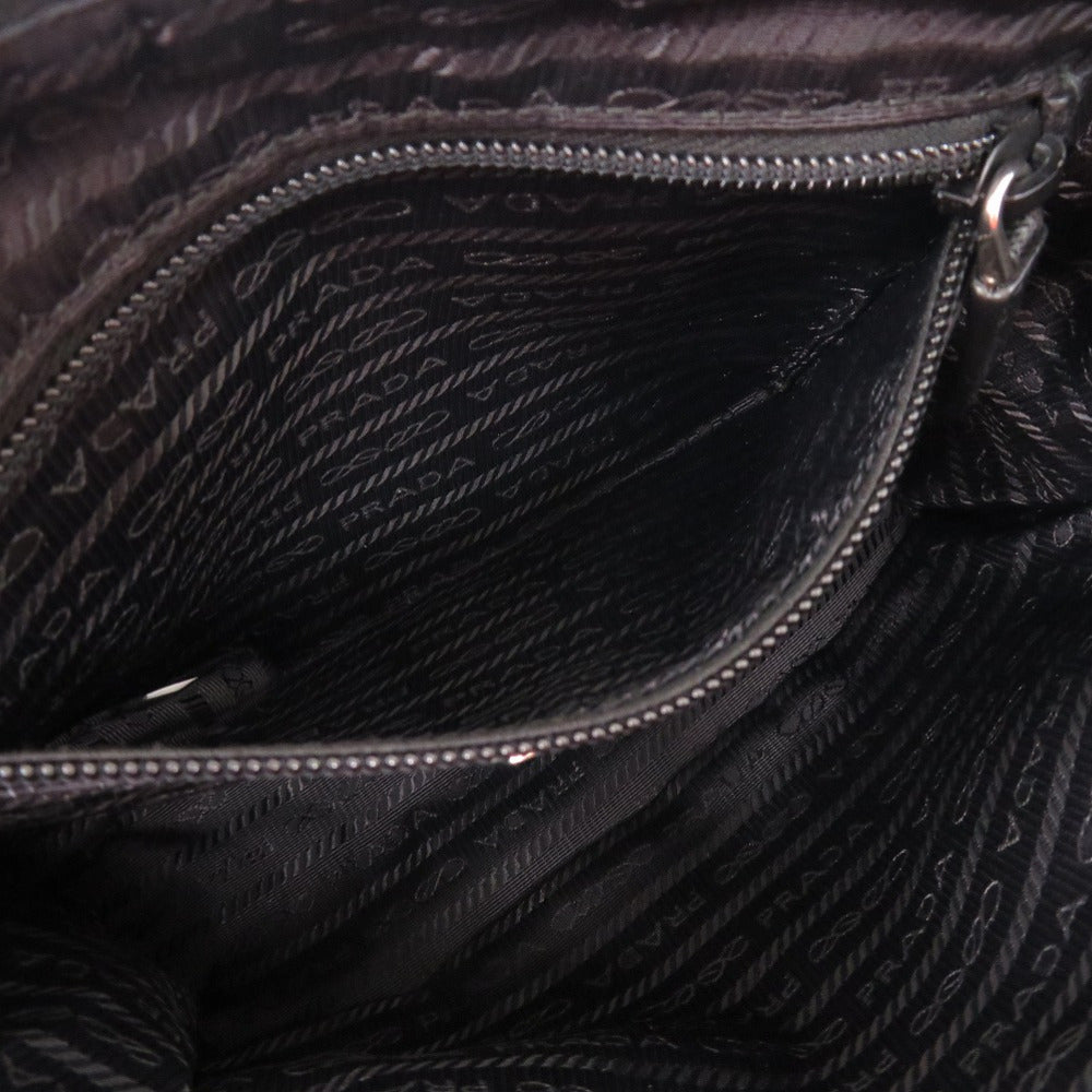 PRADA Clutch bag 2NE789 Nylon, Leather black Triangle logo unisex(Unisex) Used Authentic